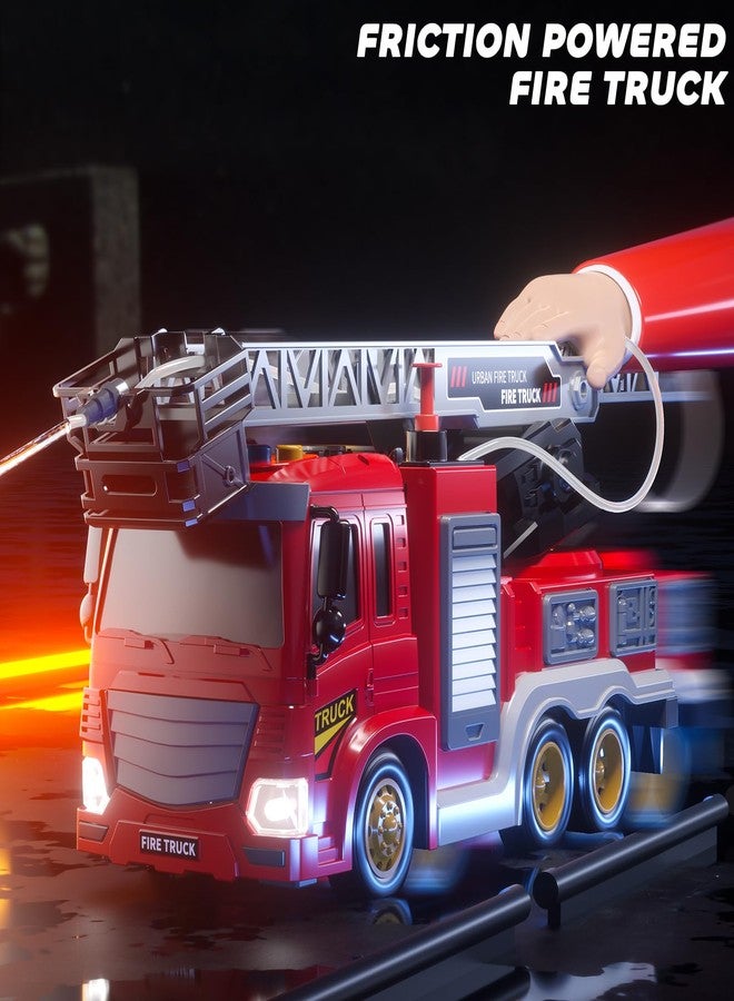 JUKUDAHU Fire Truck Toy for Kids 3 4 5 6 7 8 Years Old - Fire Trucks Playset with Rotating Ladder, Sound and Light, Vehicle Toys for Boys 5-8, City Cars Toyset, Birthday Gifts for Girls Toddlers 3+ - Image 5