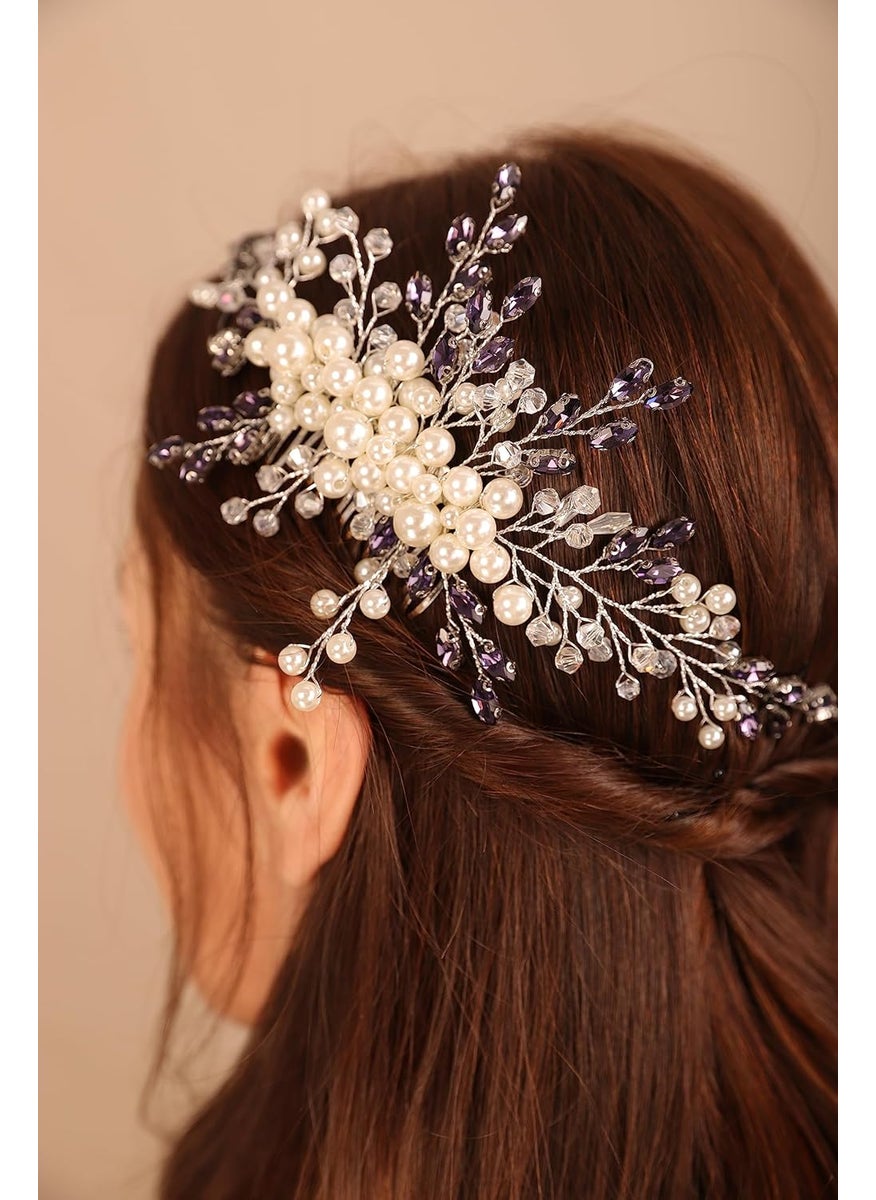 BERYUAN - Wedding Hair Comb Wine Red Goldcolored Metal for Brides Women Hair Accessory - Image 1