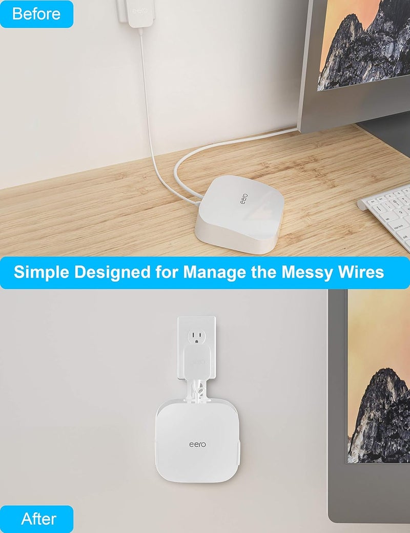 حامل جدار COOLWUFAN لنظام WiFi المنزلي eero Pro 6 أو eero Pro 6E - حامل قوس بسيط ومتين لنظام شبكة Wi-Fi 6 ثلاثي النطاق eero Pro 6E و Pro 6 (أبيض (3 حزم)) - Image 4