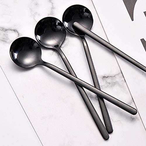 findTop Pack of 8, Black Stainless Steel Espresso Spoons, findTop Mini Teaspoons Set for Coffee Sugar Dessert Cake Ice Cream Soup Antipasto Cappuccino, 5.3 Inch - Image 2