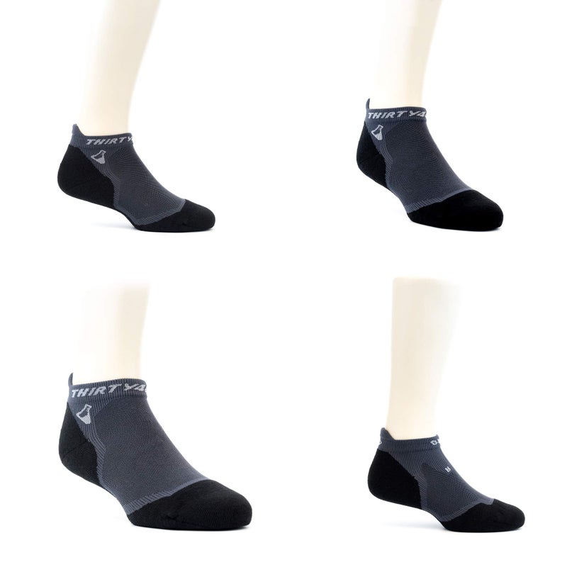Thirty48 Ultralight Athletic Running Socks for Men and Women with Seamless Toe, Moisture Wicking, Cushion Padding (Large - Women 9-10.5 // Men 10-11.5, [3 Pairs] Black/Gray) - Image 3