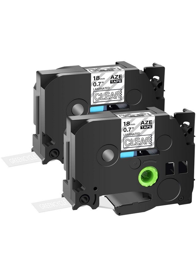 Greencycle 2 Pack White On Clear Laminated Label Tape Compatible For Brother Aze 145 Tze145 Tz145 18Mm 3 4 Inch X 26.2 Ft Labeling Replacement For Ptouch Pt P700 Pt D600 Pt D400 Label Maker - Image 1