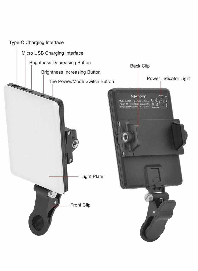 KASTWAVE LED High Power Rechargeable Clip Fill Video Light, Conference Kit 3 Modes, for Phone, iPad, Laptop - Image 2