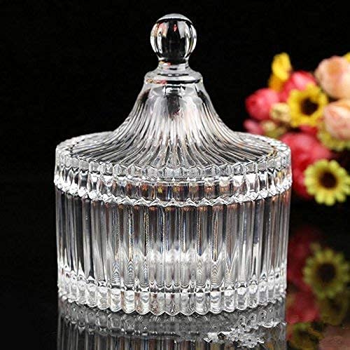 DOSJNI DOSJNI Glass Mukhwas Jar with Lid Attractive Designer 300 ml MultiPurpose Bowl decorative Round Candy box Storage Pickle Food nuts Containers SET OF 1  - Image 1