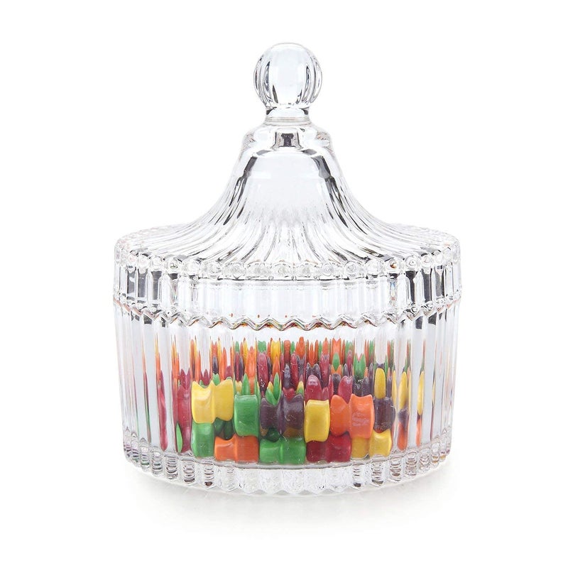 DOSJNI DOSJNI Glass Mukhwas Jar with Lid Attractive Designer 300 ml MultiPurpose Bowl decorative Round Candy box Storage Pickle Food nuts Containers SET OF 1  - Image 5