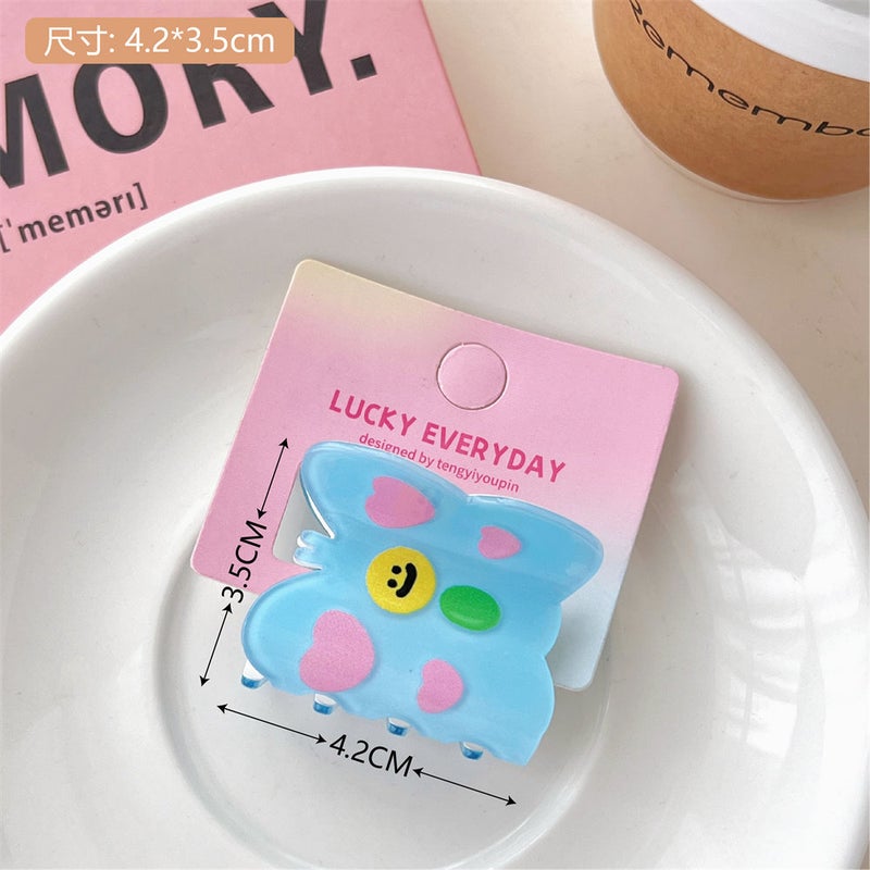 Cute Plush Cartoon Hair Clips for Girls 6#blue butterfly gripper