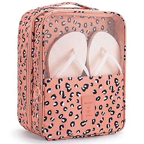 Mossio Shoe Travel Bags,Mossio Double Layer Closet Storage Organizer for Packing Multi Pink Leopard - Image 1