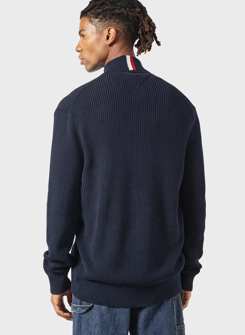 TOMMY HILFIGER Color Block Zip Through Sweater