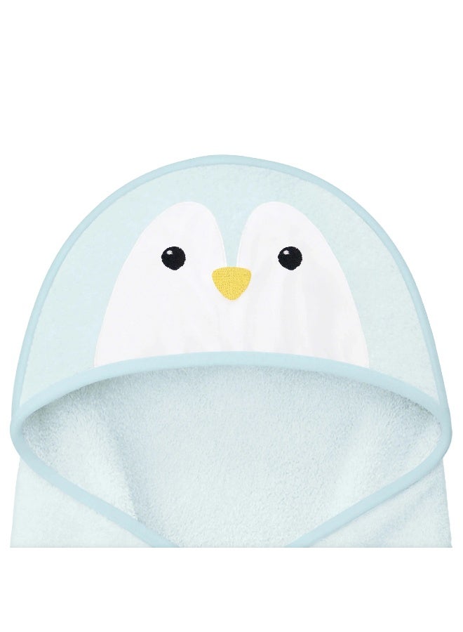 KeaBabies Organic Bamboo Hooded Towel, Soft Baby Bath Towel, Penguin - Image 1