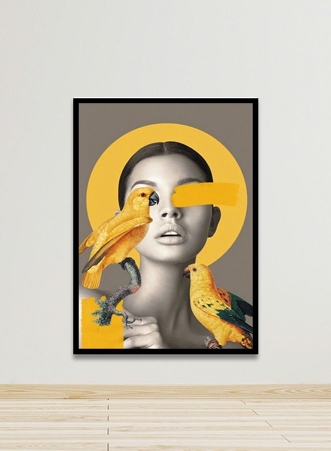 Marktna Canvas Wall Art For Wall Decoration Woman Design With A Hollow Black Frame Size 120x80cm One Piece - Image 1