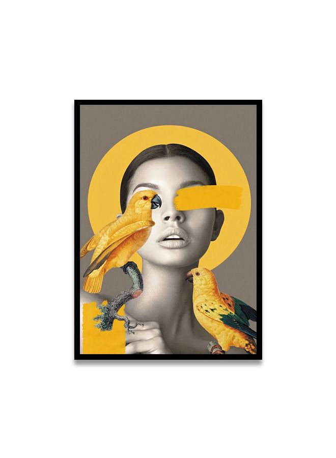 Marktna Canvas Wall Art For Wall Decoration Woman Design With A Hollow Black Frame Size 120x80cm One Piece - Image 2