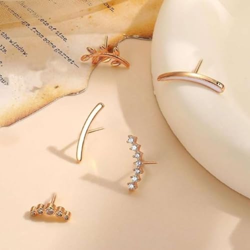 VAMA FASHIONS 5 Pair 18K Rose Gold Plated Stud Earrings Anti Tarnish Hypoallergenic Waterproof Cartilage Ear Studs multiple Piercing Combo Set For Women & Girls - Image 4