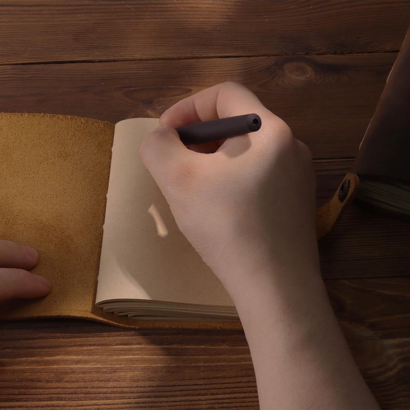 Fishknow Pocket Notebook with Pen,Genuine Leather Journal Mini Notebook Small Unlined Notepad for Women Men - Image 4
