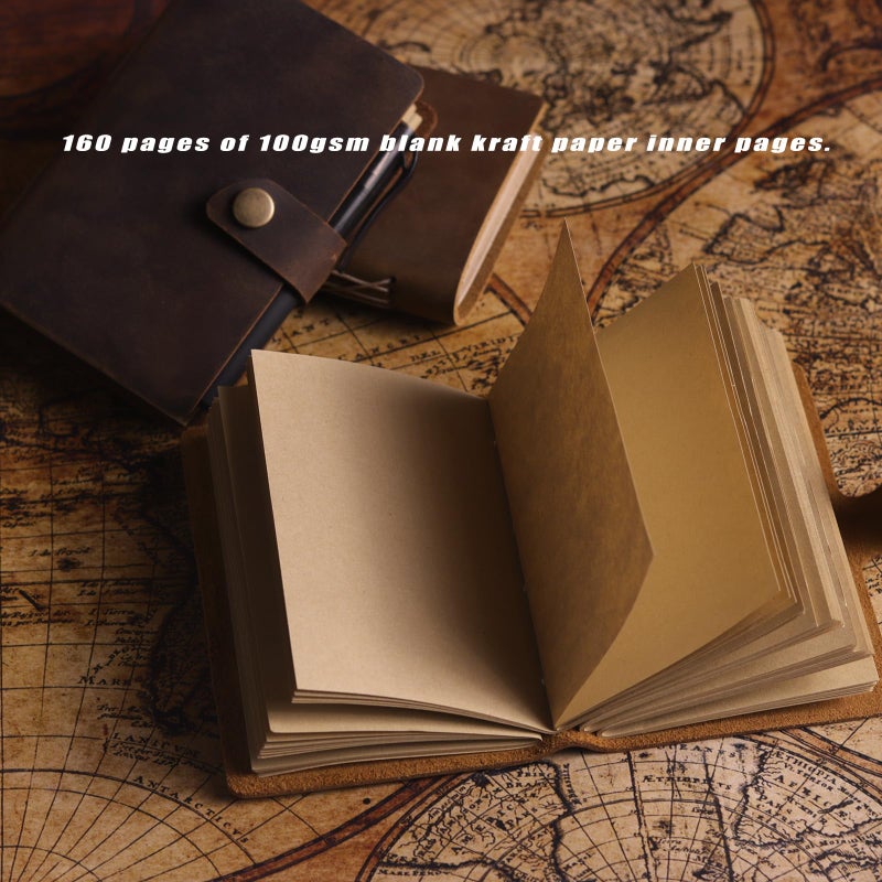 Fishknow Pocket Notebook with Pen,Genuine Leather Journal Mini Notebook Small Unlined Notepad for Women Men - Image 3