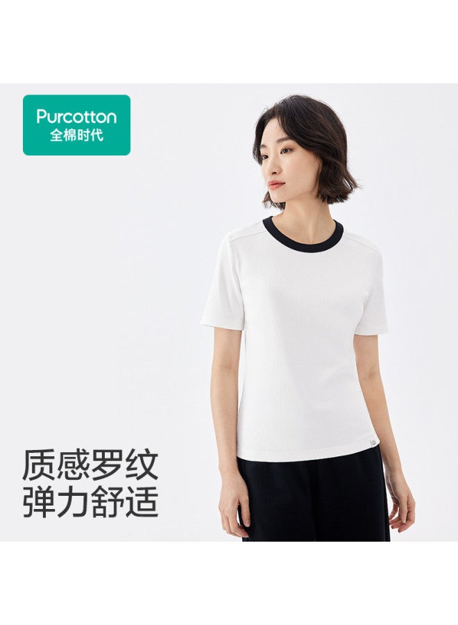 purcotton Women'S Summer Round Neck T-Shirt, Fitted Cut For Versatile Commuting And Casual Wear - Image 3
