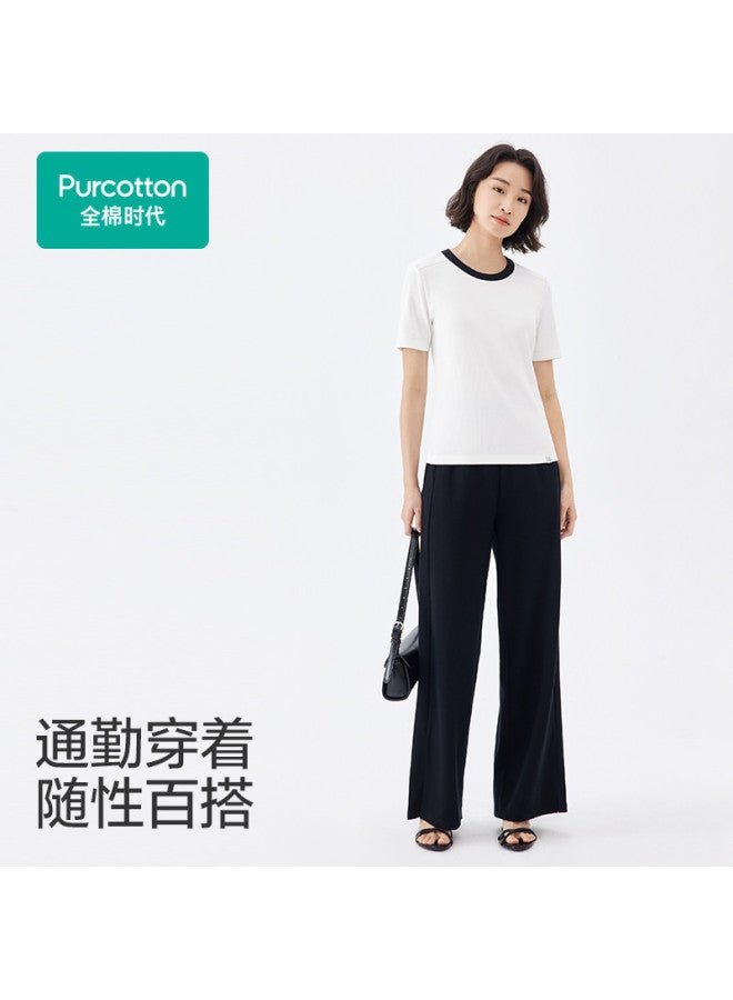 purcotton Women'S Summer Round Neck T-Shirt, Fitted Cut For Versatile Commuting And Casual Wear - Image 2
