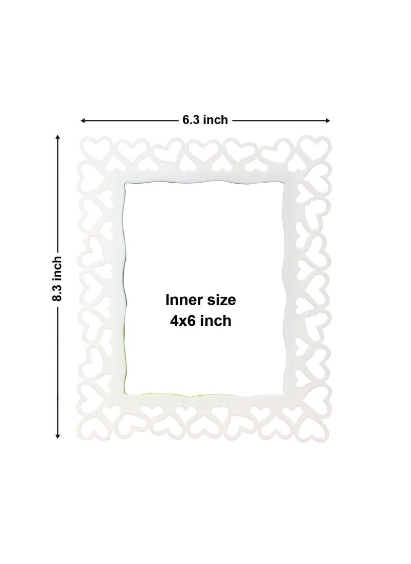 Art Street - Art Street Resin Decoralicious Heart Wall Hanging Photo Frame for Home Decor, Valentine Day Gift (White, 4X6 Inches) - Set of 2 (ASTPF16873) - Image 1