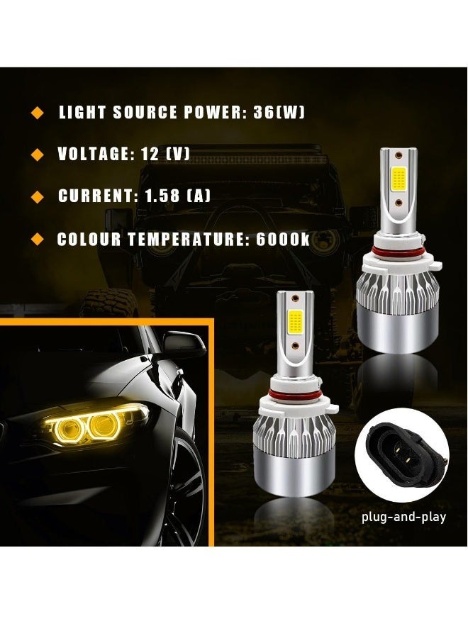 MUNTAQI 2 PCS H8/H11/H9 Car LED Light, 6000K 3800LM Bright LED Bulb High Low Beam Halogen Replacement, Waterproof Fog Light Bulb Replacement, Plug u0026 Play Bulb Lighting Car Accessories - Image 1