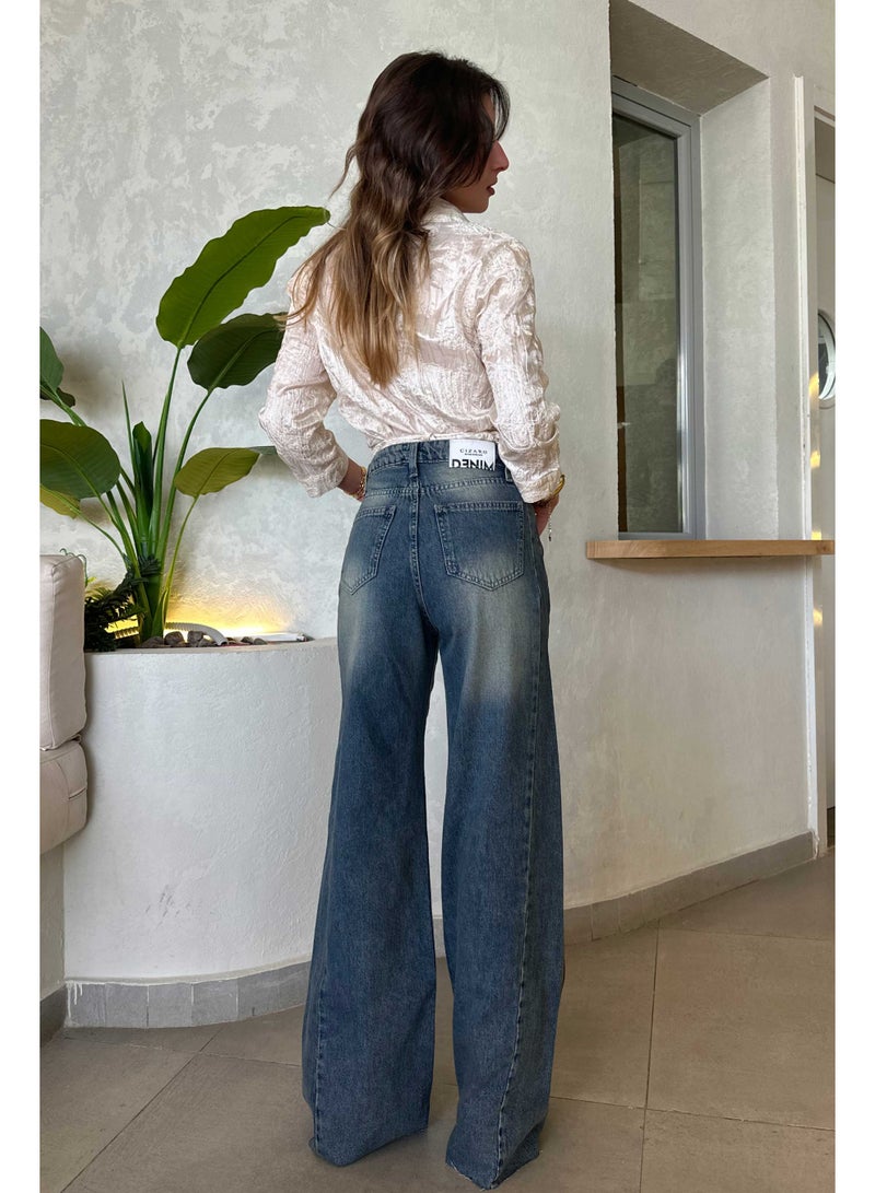 CIZARO Super Baggy - High-Waist Faded Vintage Blue Jeans - Image 3
