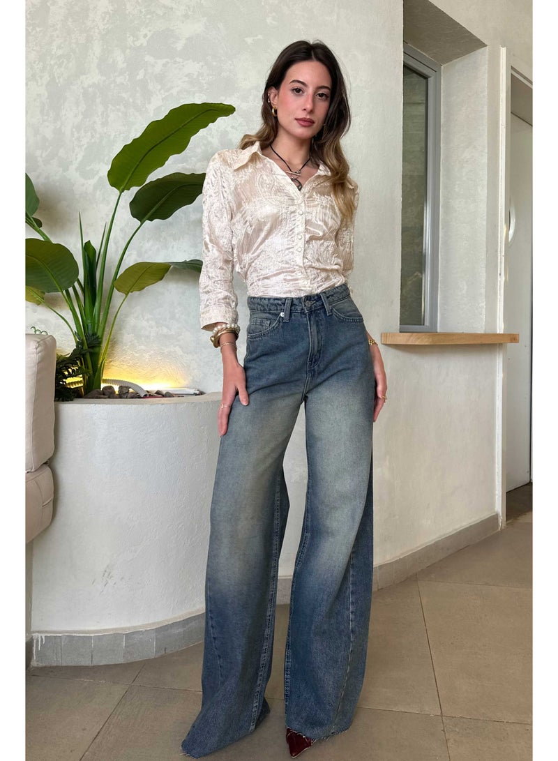 CIZARO Super Baggy - High-Waist Faded Vintage Blue Jeans - Image 1