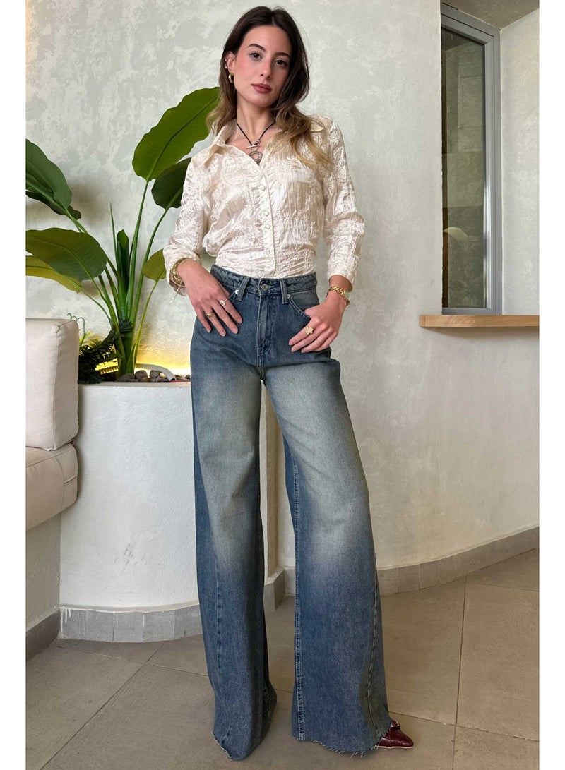 CIZARO Super Baggy - High-Waist Faded Vintage Blue Jeans - Image 2