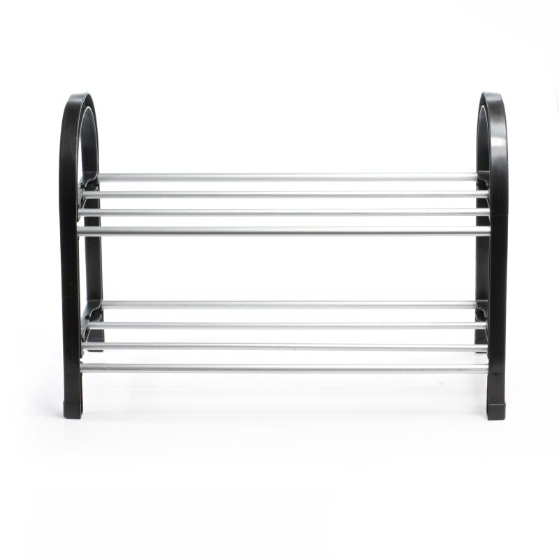 GOLDBEARUK Small Bedroom Shoe Rack black and silver 42cm