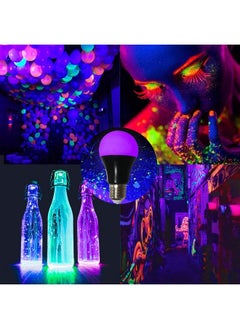 CICINY CICINY UV LED Black Light Bulbs 2 Pack, A19 E26 8W Blacklight Bulb for Glow in The Dark, UVA Level 385-400nm, Blacklight Light Bulbs for Parties Body Paint Fluorescent Poster Pet Stains  - Image 3