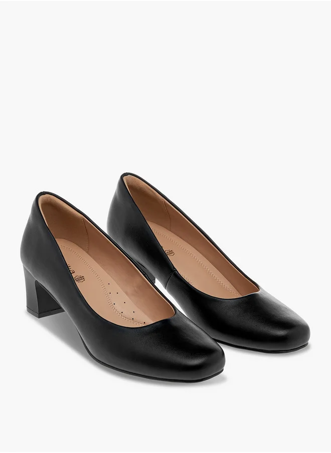 Paprika Women's Solid Slip-On Pumps with Block Heels