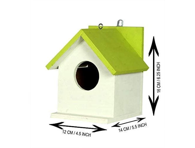 GO7 Wooden Bird House for Gaeden and Balcony Hanging Pack of 2 (Light Green & Blue) - Image 2