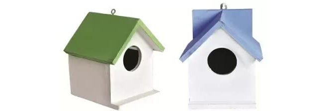 GO7 Wooden Bird House for Gaeden and Balcony Hanging Pack of 2 (Light Green & Blue) - Image 1