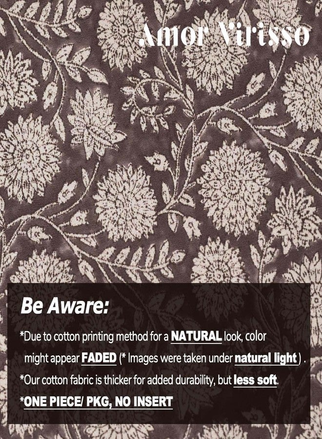 Amor Virisso Floral Throw Pillow Covers 20x20 Block Print Pillow Covers Vintage Neutral Couch Pillows for Living Room Farmhouse Decorative Accent Sofa Pillows, Dark Brown - Image 3