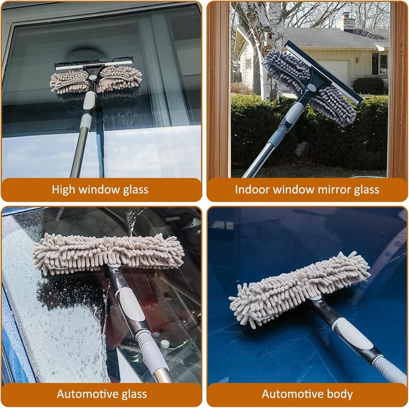 Tockrop 20+ Feet Squeegee Window Cleaner 2 in 1 Rotatable Window Cleaning Tool Kit with 3-14 ft Spliceable Pole, Window Washing Equipment for Indoor Outdoor Window Car Glass (Squeegee Kit 2.0) - Image 5