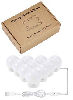 Vanity Mirror LED Lights – Adjustable Brightness Makeup Light Kit, Stick-On LED Light for Mirror with Soft White Glow, Compact 5x5x5cm Size, USB Powered, Ideal for Dressing Table, Bathroom, or Travel Use