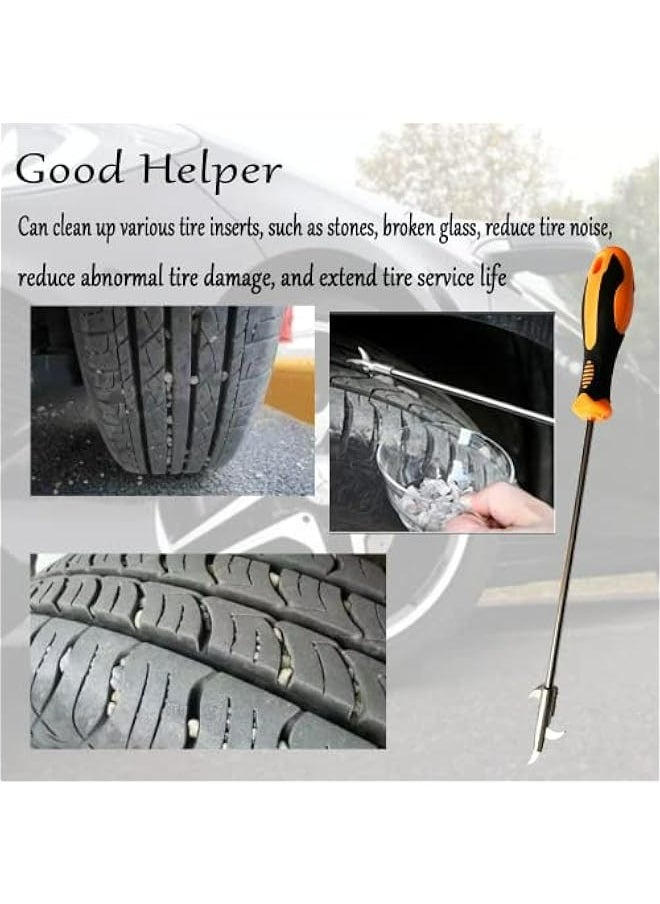 Generic Stainless Steel Car Tire Stone Removal Hook Portable Wheel Cleaning Tool Screwdriver Kit for Automotive Tyre Protection Repair  - Image 4