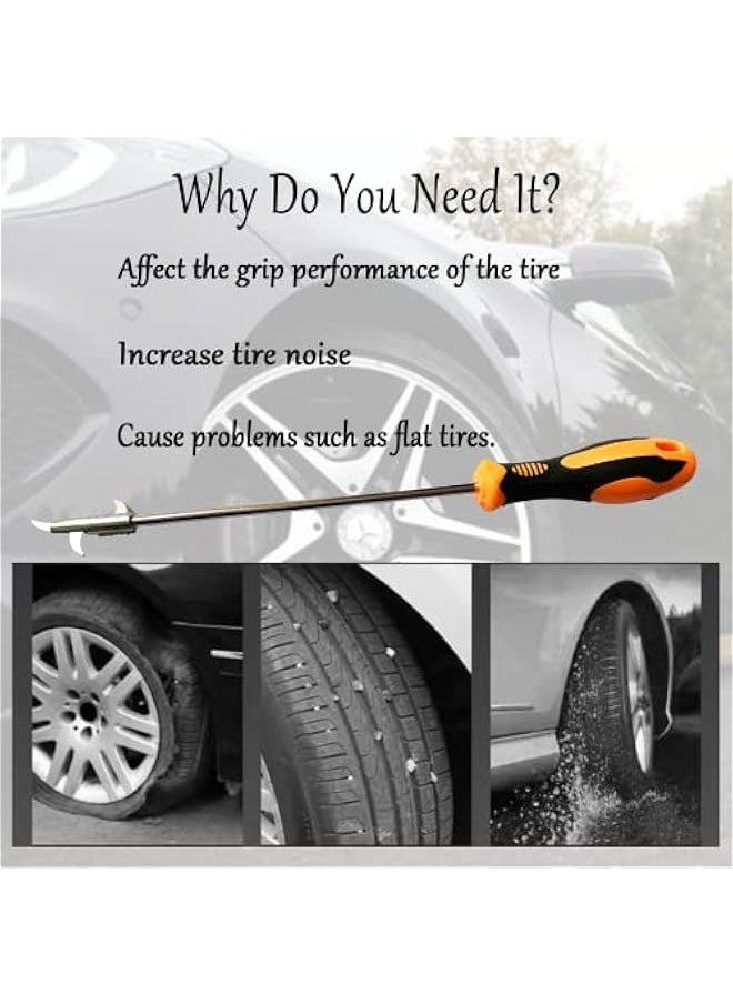 Generic Stainless Steel Car Tire Stone Removal Hook Portable Wheel Cleaning Tool Screwdriver Kit for Automotive Tyre Protection Repair  - Image 5