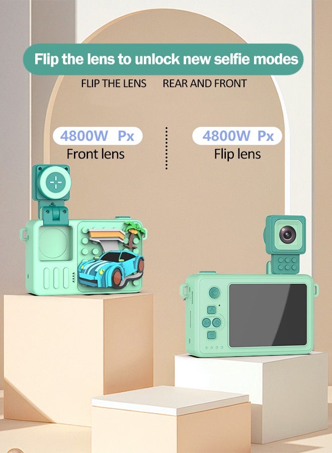 Dual Camera Kids Building Block Camera, 1080p IPS Screen, Creative Puzzle Design, with USB Charging, 600mAh Rechargeable Lithium Polymer Battery, Auto Focus, for Children 3-12 Years Old  - Image 4