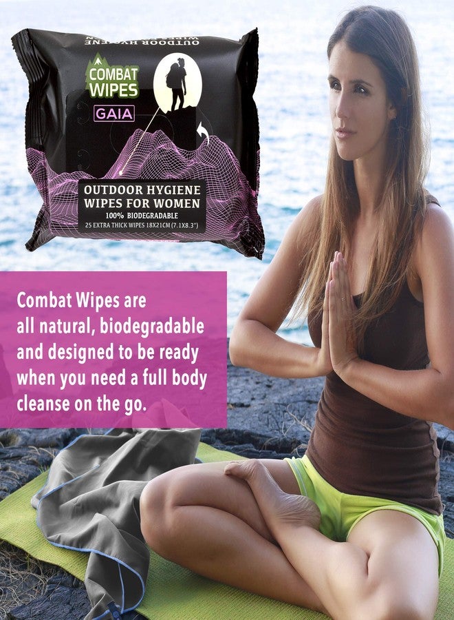 Combat Wipes Gaia | Feminine Hygiene Outdoor Wet Wipes | Extra Thick, Ultralight, Biodegradable, pH Balanced Body & Hand Cleansing Cloths for Women w/Natural Aloe & Vitamin E (25 Wipes) - Image 5