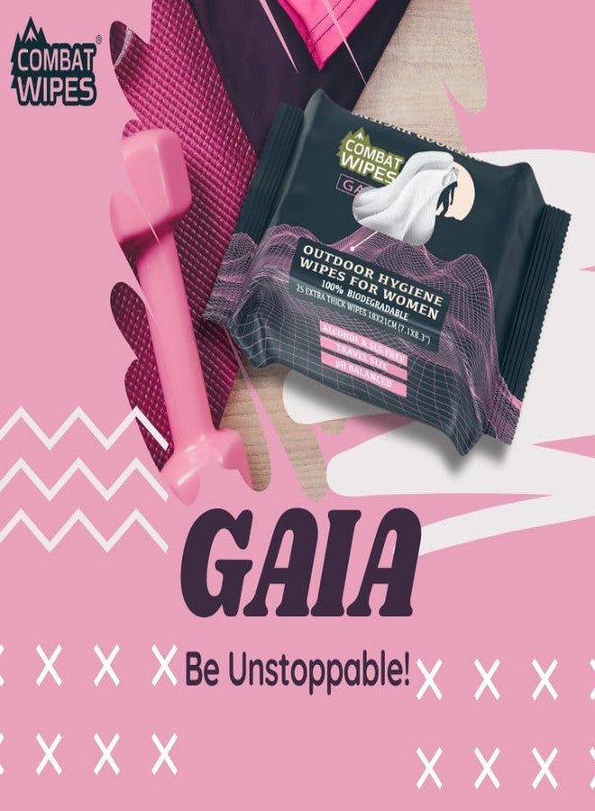 Combat Wipes Gaia | Feminine Hygiene Outdoor Wet Wipes | Extra Thick, Ultralight, Biodegradable, pH Balanced Body & Hand Cleansing Cloths for Women w/Natural Aloe & Vitamin E (25 Wipes) - Image 4