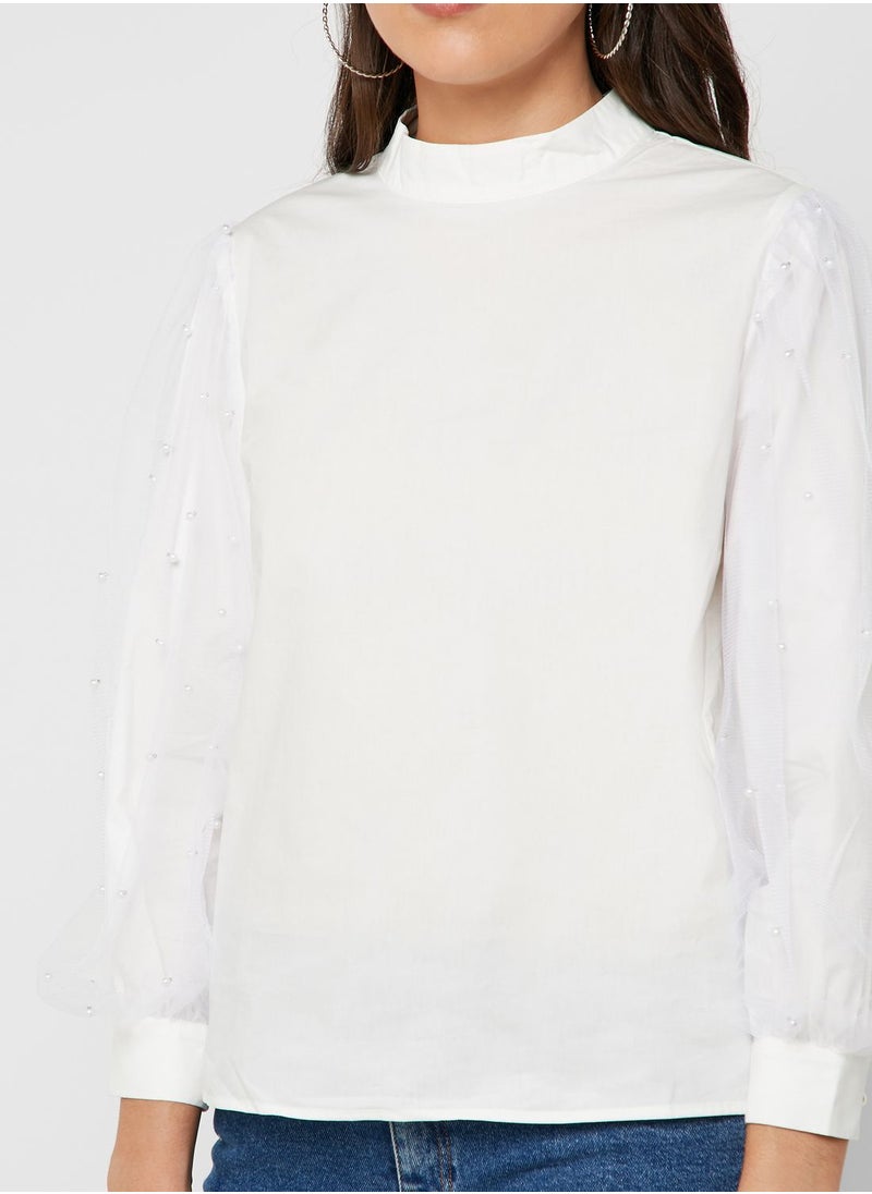 Jovonna London - Sheer Sleeve Top - Image 1