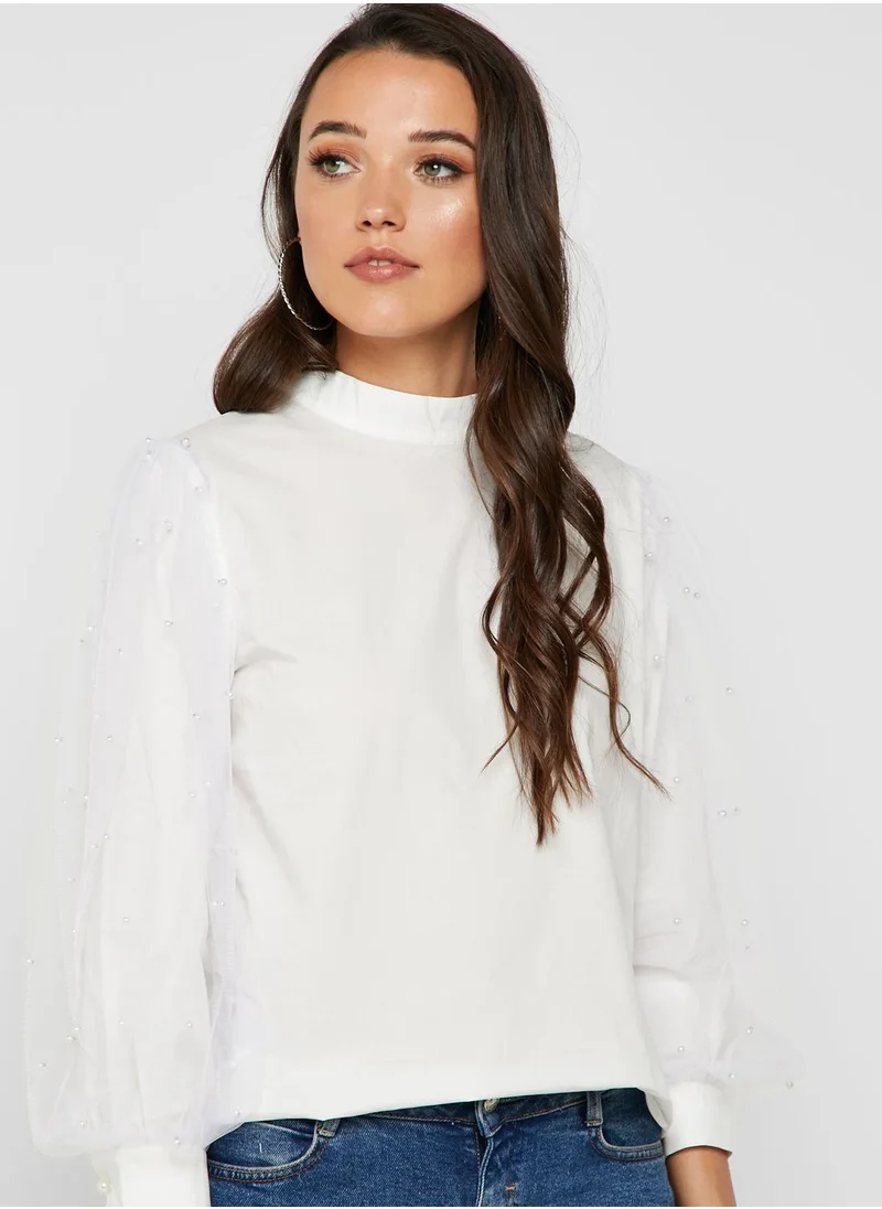 Jovonna London Sheer Sleeve Top