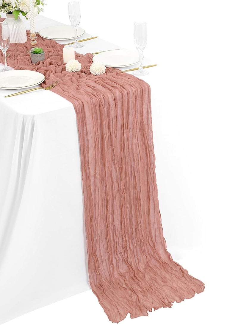 Cheesecloth Table Runner 90 x 300 cm Gauze Table Decor, Boho Translucent Tablecloth for Wedding Reception Bridal Shower Party Decoration Table Centerpiece  - Image 1