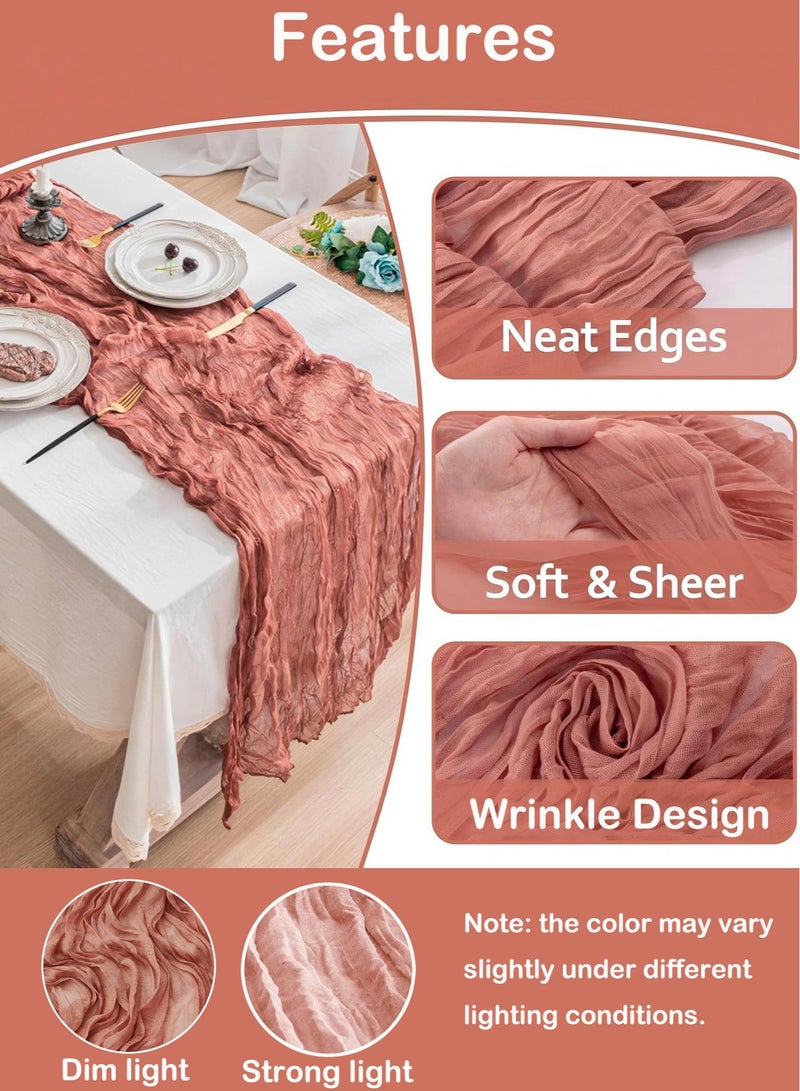 Cheesecloth Table Runner 90 x 300 cm Gauze Table Decor, Boho Translucent Tablecloth for Wedding Reception Bridal Shower Party Decoration Table Centerpiece  - Image 3