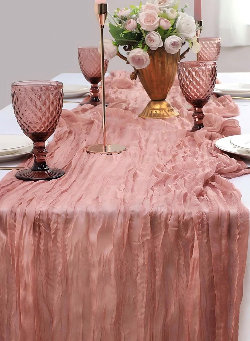 Cheesecloth Table Runner 90 x 300 cm Gauze Table Decor, Boho Translucent Tablecloth for Wedding Reception Bridal Shower Party Decoration Table Centerpiece  - Image 4