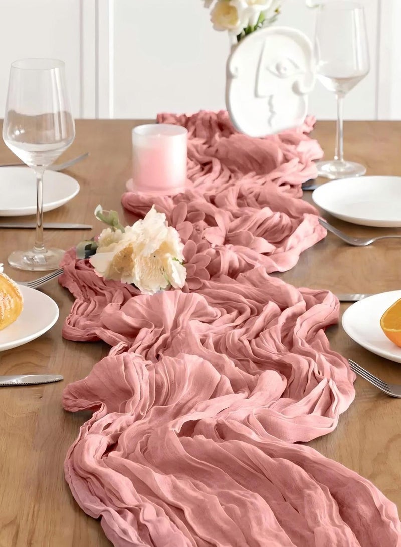 Cheesecloth Table Runner 90 x 300 cm Gauze Table Decor, Boho Translucent Tablecloth for Wedding Reception Bridal Shower Party Decoration Table Centerpiece  - Image 5