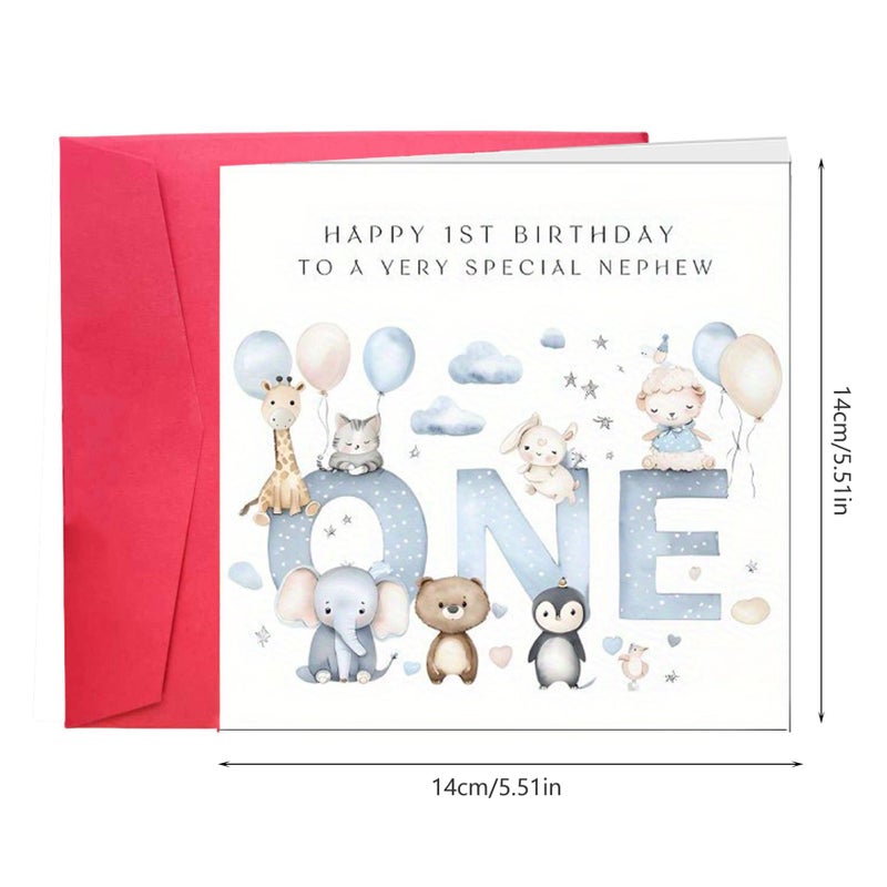 Happy First Birthday Card For Nephew Or Niece With Pink Envelope - Image 3
