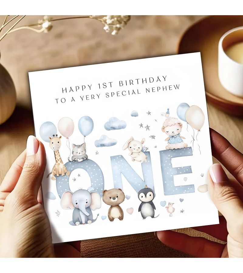 Happy First Birthday Card For Nephew Or Niece With Pink Envelope - Image 5