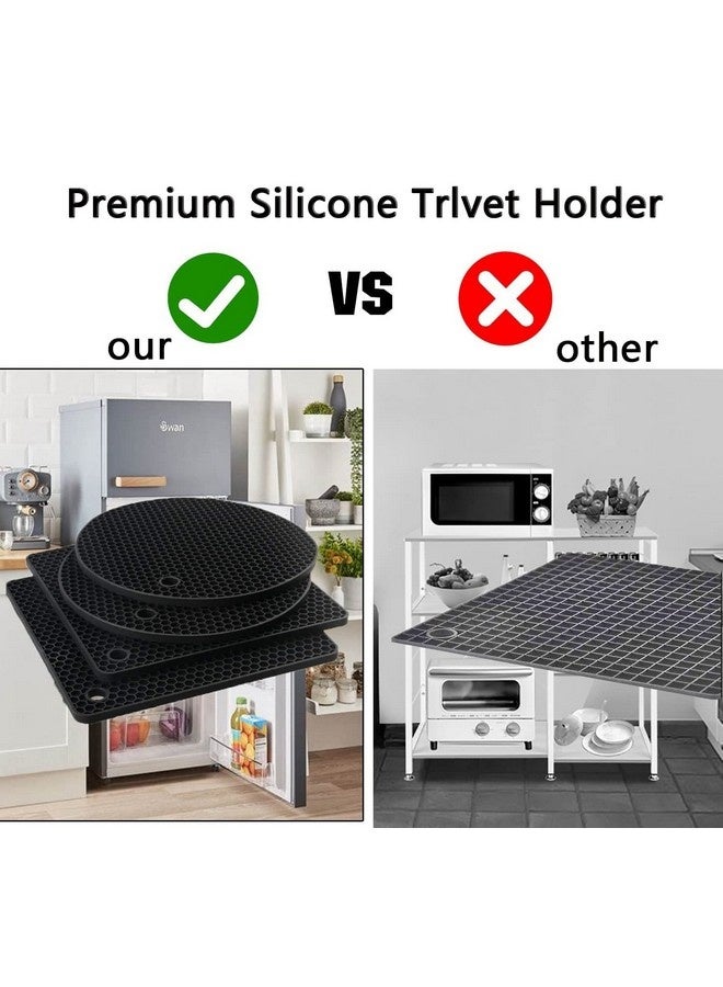 Beauenty 4 Pcs Silicone Trivet Pot Mat, Silicone Pot Holders for Hot Pan and Pot Pads. Heat Resistant Counter Mats for Tables Placemats,Countertops, Spoon Rest and Large Coasters,Gray(2 Squared + 2 Round) - Image 2