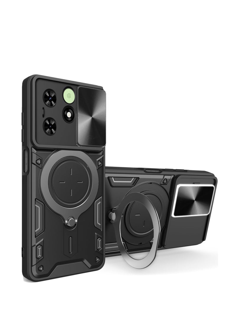 Generic - TECNO Spark Go 2024/TECNO Spark 20/TECNO Spark 20C/TECNO Pop 8 Case Cover, Slide Camera Lens Cover, 360°Rotating Kickstand Ring, Bumper Shockproof Case，Compatible with Car Magnetic Mount - Image 1