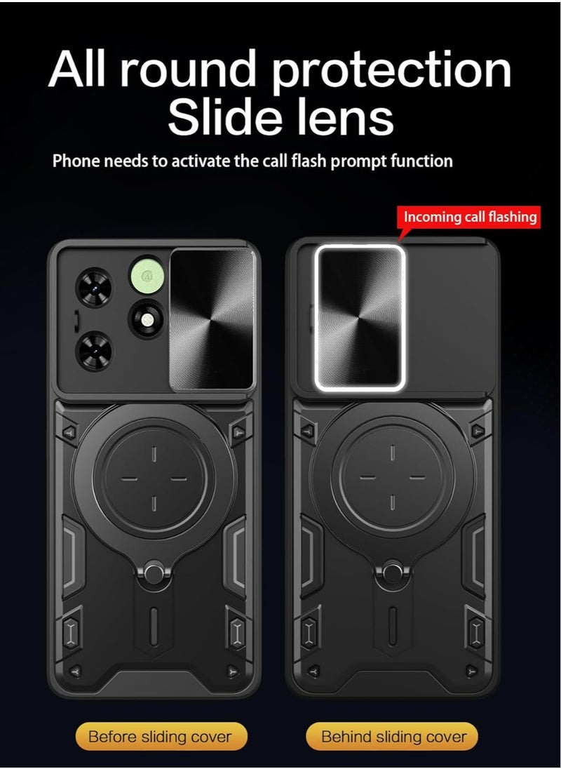 Generic - TECNO Spark Go 2024/TECNO Spark 20/TECNO Spark 20C/TECNO Pop 8 Case Cover, Slide Camera Lens Cover, 360°Rotating Kickstand Ring, Bumper Shockproof Case，Compatible with Car Magnetic Mount - Image 1