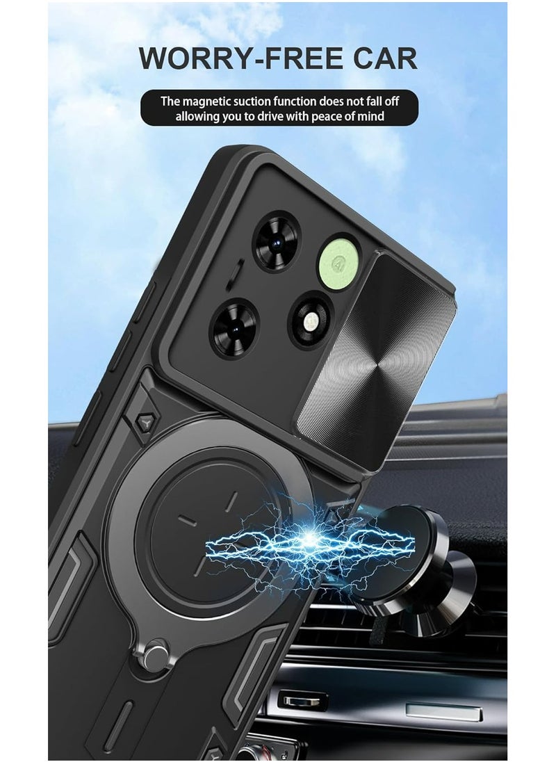 Generic - TECNO Spark Go 2024/TECNO Spark 20/TECNO Spark 20C/TECNO Pop 8 Case Cover, Slide Camera Lens Cover, 360°Rotating Kickstand Ring, Bumper Shockproof Case，Compatible with Car Magnetic Mount - Image 1